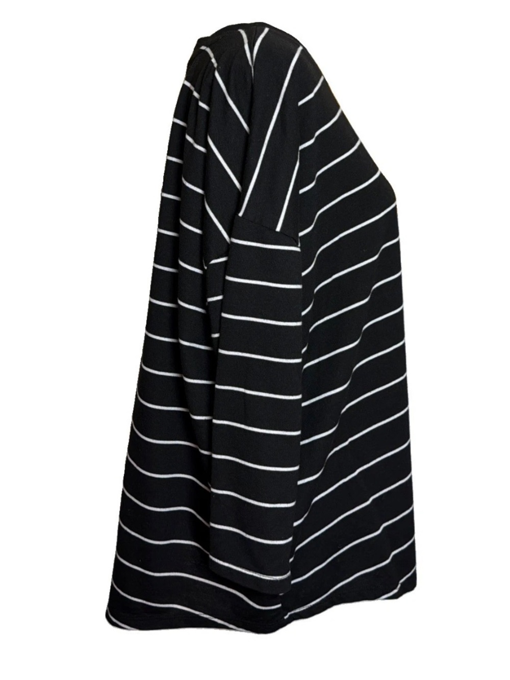 24/7 Maurices Black/White Striped 3/4 Sleeve Top Stretch Women's XXL Preppy - Picture 4 of 11